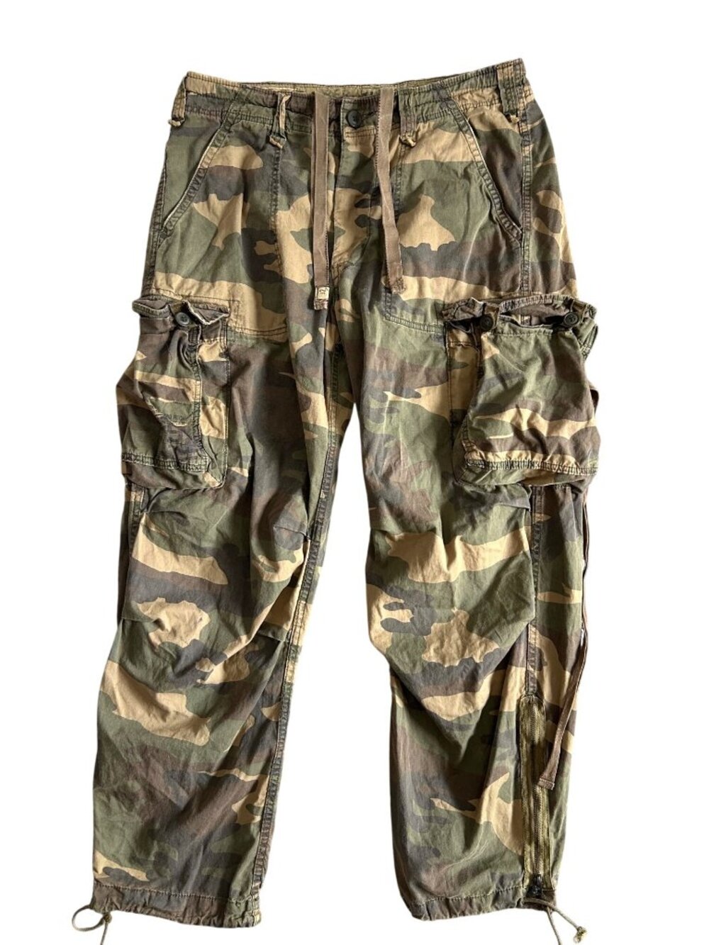 VTG 90s Y2K Abercrombie & Fitch Men's Sz L Camo Cargo Paratrooper Army Pants